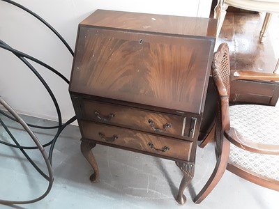 Lot 1058 - Georgian style mahogany bureau with two drawers on cabriole legs, 61cm wide, 99.5cm high