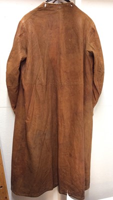 Lot 1216 - Edwardian tan leather three quarter length motoring coat