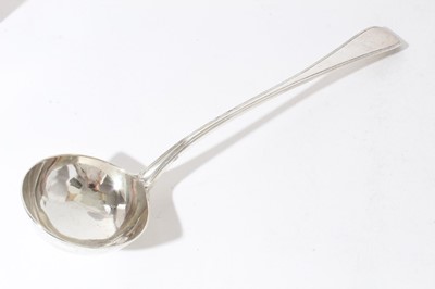 Lot 149 - Victorian silver Old English pattern serving ladle with reeded decoration, (London 1847), all at approximately 9oz, 35.5cm in length