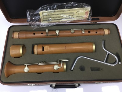 Lot 75 - Wooden Moeck bass recorder, cased, as new