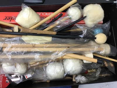 Lot 76 - Very large collection of percussion mallets, sticks and beaters, generally unused and many still in original packaging, makes including Ludwig, Premier and others, housed within pro-case kit box