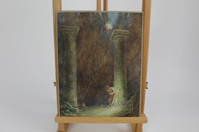 Lot 176 - M. Morier, early 20th century watercolour - figures in classical landscape, signed, unframed, 29cm x 22cm