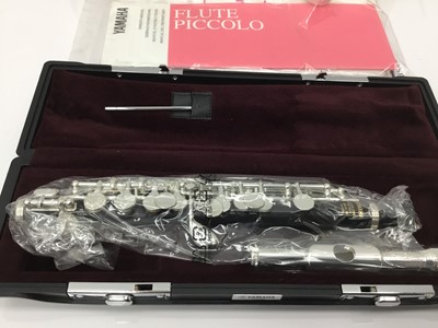Lot 83 - Yamaha silvered piccolo flute, model YPC-32 cased and as new