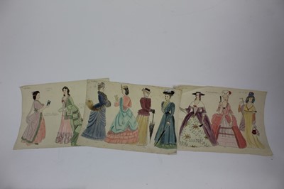Lot 188 - Group of 1940s and 50s costume and clothing designs, four for Dorothy Ward, fifteen designs on tracing paper from Richard Steinweg studios, together with fourteen other assorted designs, all unfram...