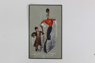Lot 189 - Four amusing English School cartoons depicting officers, indistinctly signed, each inscribed, unframed, 18cm x 11cm