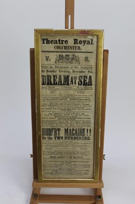 Lot 191 - Mid 19th century theatre poster for the Theatre Royal Colchester, Dream At Sea, in glazed gilt frame, 50cm x 18cm