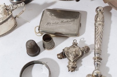 Lot 165 - Group of Georgian and later silver and plated ware to include flatware, ashtrays and mustard pot, approximately 12.5oz of weighable silver
