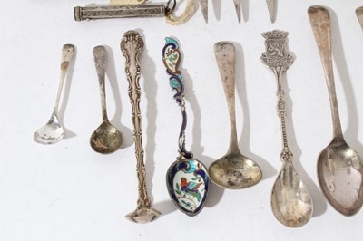 Lot 165 - Group of Georgian and later silver and plated ware to include flatware, ashtrays and mustard pot, approximately 12.5oz of weighable silver