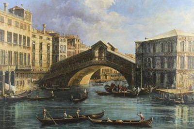 Lot 218 - 20th century, Italian School oil on canvas laid on board - The Grand Canal, Venice, unframed, 80cm x 100