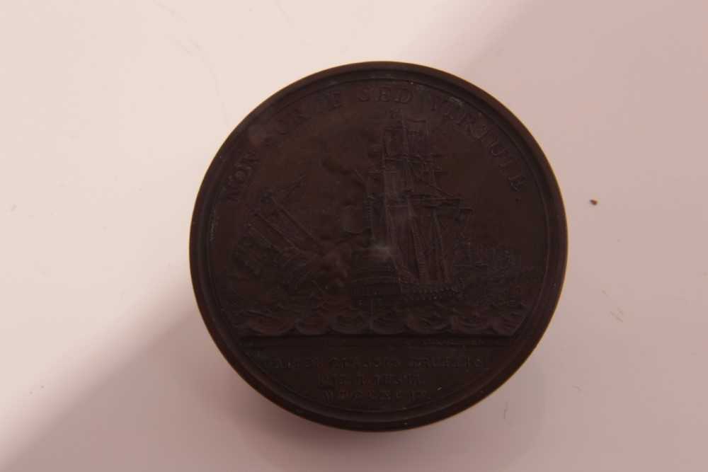 Lot 374 - G.B. - AE Medallion Admiral Earl Howe, Naval Victory of the First of June 1794 Obv. bust right uniformed etc. Rev: Naval Engagement etc. (diameter 48mm) EF, Ref. C. Eimer 855 (1 medallion)