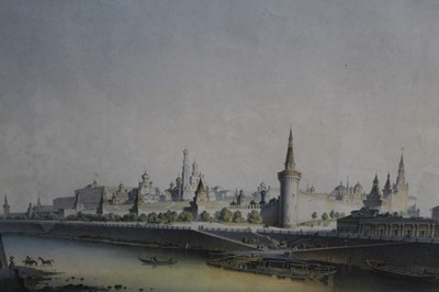 Lot 227 - Victorian coloured print depicting the Moscow Kremlin, in glazed gilt frame, 26cm x 39cm