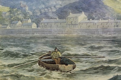 Lot 230 - W. Barree, late 19th century watercolour - figures in rowing boats off a harbour, signed and dated 1888, in glazed gilt frame, 34cm x 50cm