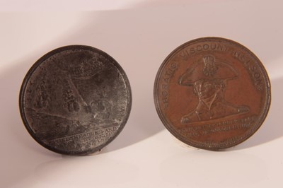 Lot 385 - G.B. - Medallions to include white metal Battle of Copenhagen 1801 (diameter 38mm) VF/AVF & AE, 'Foudroyant' Lord Nelsons Flagship Commemorative 1897 (diameter 37mm) EF (N.B. medal struck from copp...