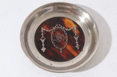 Lot 188 - Edwardian silver and tortoiseshell hand mirror with Adam style decoration (London 1909) together with four other silver and tortoiseshell items (various dates and makers) (4)