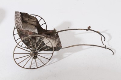 Lot 190 - Late 19th century Chinese Export silver model of a Rickshaw with marks to base for Wing Nam & Co and character marks, together with a silver oval photograph frame stamped Sterling and a silver ciga...