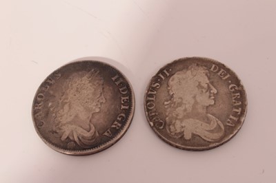 Lot 402 - G.B. - silver crowns Charles II 1662 Rose below date V.G. and 1676 V.G./F.
