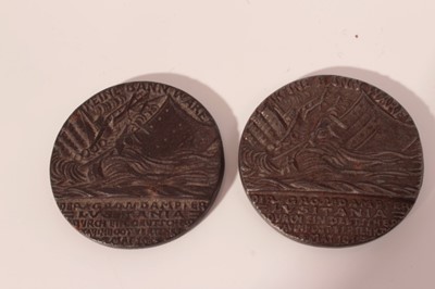 Lot 408 - G.B. - Replicas of The W.W.I. "Lusitania" (German) medal x2 (N.B. without box of issue) E.F. (2 medals)