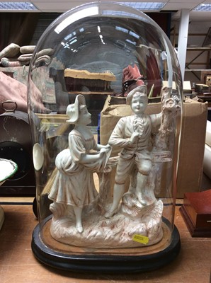 Lot 443 - Ceramic figure group under glass dome