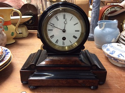 Lot 445 - Mantel clock in ebony and walnut case