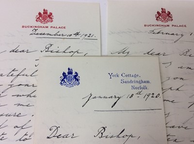 Lot 79 - H.R.H.Princess Mary The Princess Royal and Countess Harewood , three handwritten letters  1920-1921 to The Reverend Bertram Pollock The Lord Bishop Of Norwich discussing various visits to Norwich a...