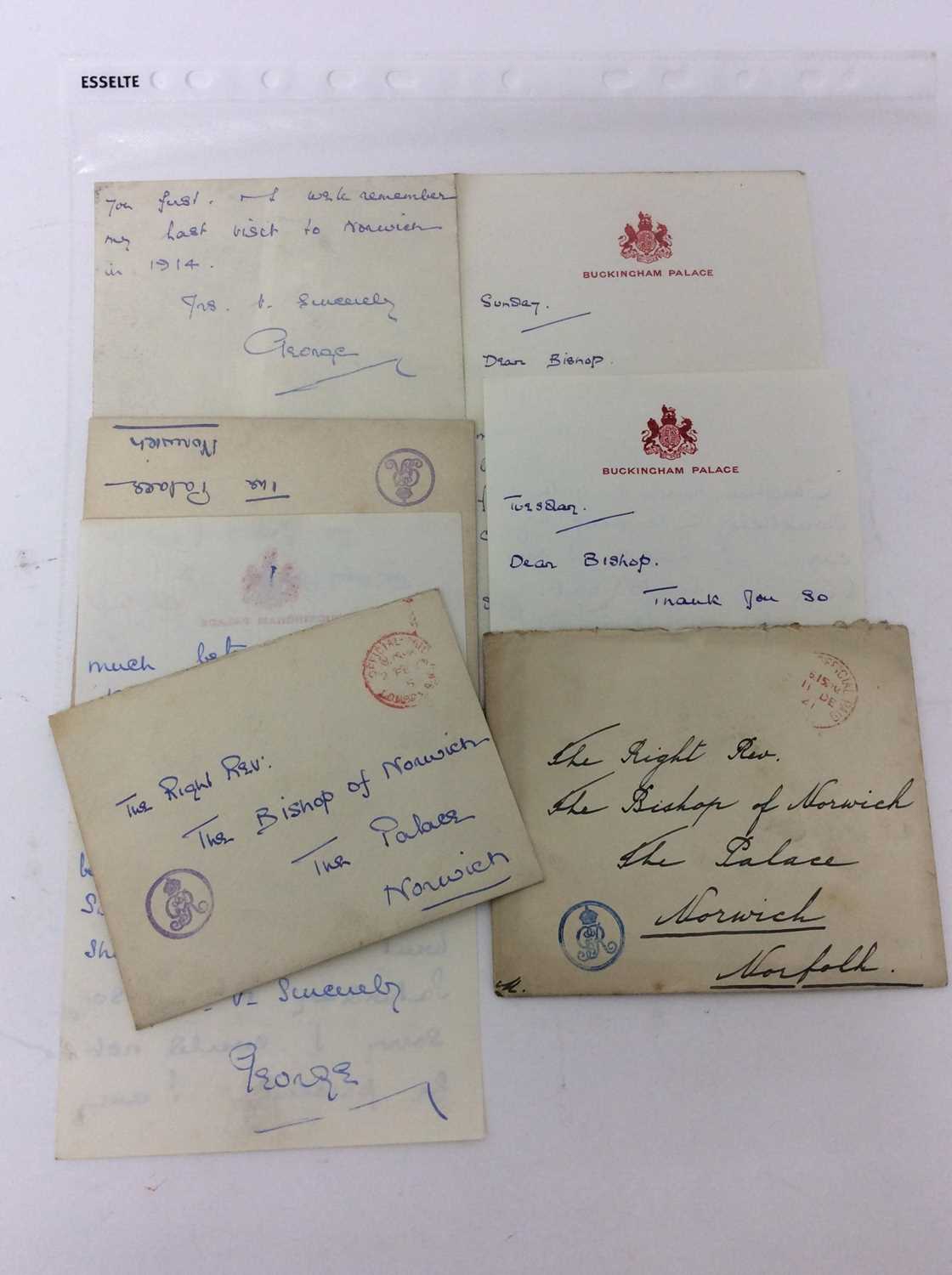 Lot 82 - H.R.H Prince George Duke of Kent , three 1920s handwritten letters written on Buckingham Palace headed paper to The Lord Bishop of Norwich, discussing various visits by the Orince to Norwich and th...