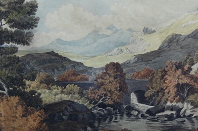 Lot 313 - English School, 19th century, watercolour - Autumnal river landscape, in glazed gilt frame, 26cm x 36cm