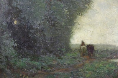 Lot 317 - Alfred Hartley (1855-1933) oil on canvas - A Patch by a Wood, artists labels verso, in good gilt frame, 61cm x 51cm