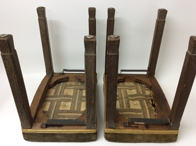 Lot 85 - The Coronation of T.M. King George VI and Queen Elizabeth , 12th May 1937, pair limed oak coronation stools with original velvet upholstery , stamps to undersides - Provenance : Formerly the proper...