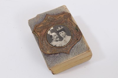 Lot 88 - The Right Reverend Bertram Pollock The Lord Bishop of Norwich K.C.V.O. , D.D. - Edwardian minature bible with portrait photographs of King Edward VII to cover , minature photo album Royal Family lo...