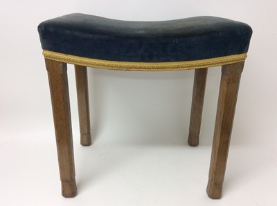 Lot 89 - The Coronation of H.M. Queen Elizabeth II , 2nd June 1953- limed oak Coronation stool with original blue velvet upholstery , stamps to underside - Provenance : Mrs Bertram Pollock the wife of the l...