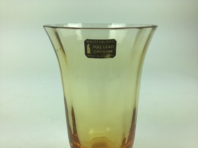 Lot 93 - Fifteen pieces of Whitefriars Amber glass including vase with original sticker, 17cm high