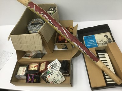 Lot 215 - Miscellaneous music items, strings, miniature instruments and sundries