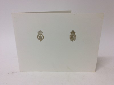 Lot 99 - T.R.H. The Prince and Princess of Wales signed 1987 Christmas card inscribed ' To you all, with love from the four of us Diana and Charles '