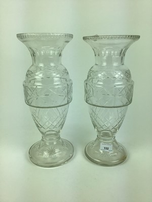 Lot 685 - Pair of good quality large Edwardian cut glass vases