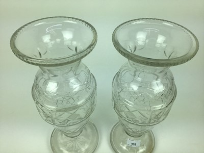 Lot 132 - Pair of good quality large Edwardian cut glass vases