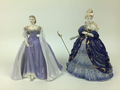 Lot 121 - Five Coalport limited edition figures - Venetian Masked Ball no 193 of 750, Moon no 1325 of 2500, The Wicked Lady no 390 of 7500, Ella no 1232 of 7500 and Carolyn no 880 of 750