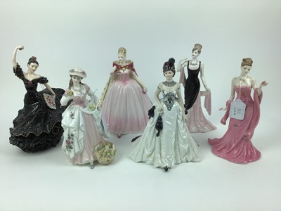 Lot 122 - Six Coalport limited edition figures - Sara no 1232 of 7500, My Heavenly Celia no 233 of 2500, Flamenco no 8748 of 9500, A Moment to Cherish no 1669 of 7500, Mystique no 1444 of 9500 and The Flower...