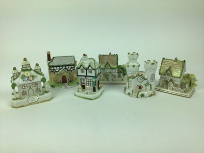 Lot 125 - Collection of twelve Coalport cottages - Village Church, The Gate House, Two Chimneys, Park Lodge, The Master's House, The Parosol House, Elizabethan Cottage, The Old Curiosity Shop, The Bermuda Co...
