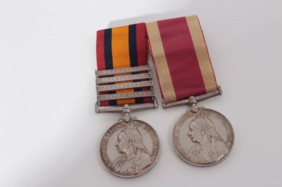 Lot 213 - Victorian medal pair comprising Queen's South Africa medal with four clasps- Cape Colony, Paardeberg, Driefontein and Transvaal, named to 72963 GNR: C. Tuffrey. 15th Coy. S.D. R.G.A. together with...