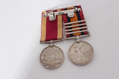 Lot 213 - Victorian medal pair comprising Queen's South Africa medal with four clasps- Cape Colony, Paardeberg, Driefontein and Transvaal, named to 72963 GNR: C. Tuffrey. 15th Coy. S.D. R.G.A. together with...