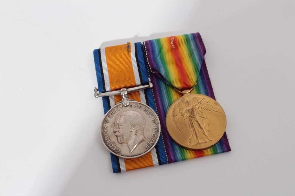 Lot 219 - First World War pair comprising War and Victory medals named to P.O. 2001 -S- Pte. W. Jordon. R.M.L.I.