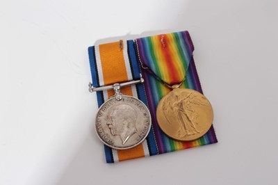 Lot 219 - First World War pair comprising War and Victory medals named to P.O. 2001 -S- Pte. W. Jordon. R.M.L.I.