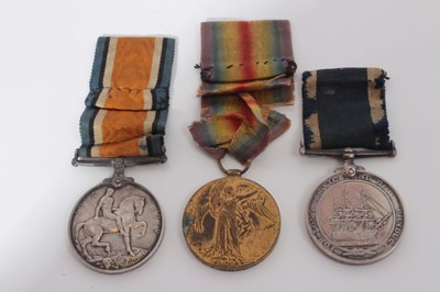 Lot 221 - First World War Trio comprising War and Victory medals named to 200379. W. J. Waters. A.B. R.N.  together with a George V Navy Long Service and Good Conduct medal named to 200379. W. J. Waters. A.B...