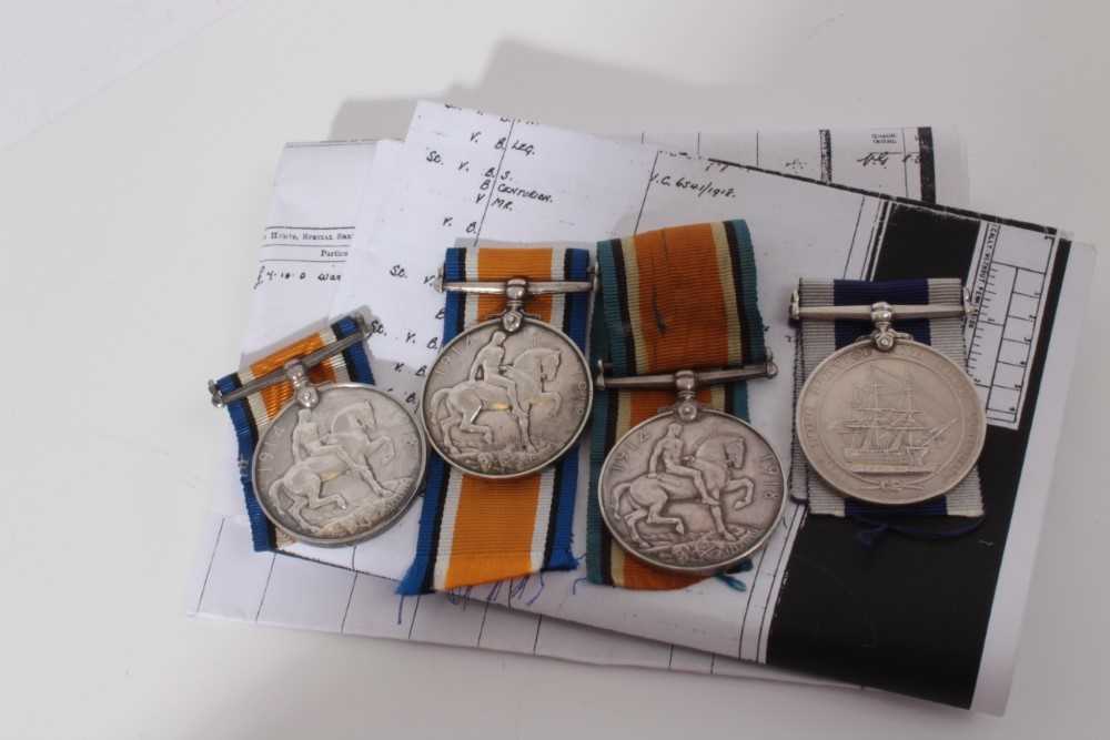 Lot 226 - Group of four First World War medals comprising three War medals named to PO-1033-s- Pte. R. Gilbey. R.M.L.I, CH.2831-s- Pte. G.R. Smith R.M.L.I, CH. 21844 Pte. H. Witherden. R.M.L.I and a George V...