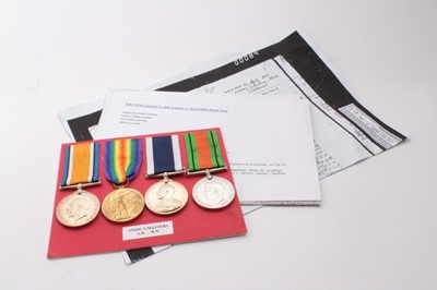 Lot 989 - First World War and later medal group comprising War and Victory medals named to 191060 S. Masters. A.B. R.N.,George V Naval Long Service and Good Conduct medal named to 191060 S. Masters. A.B. H.M...
