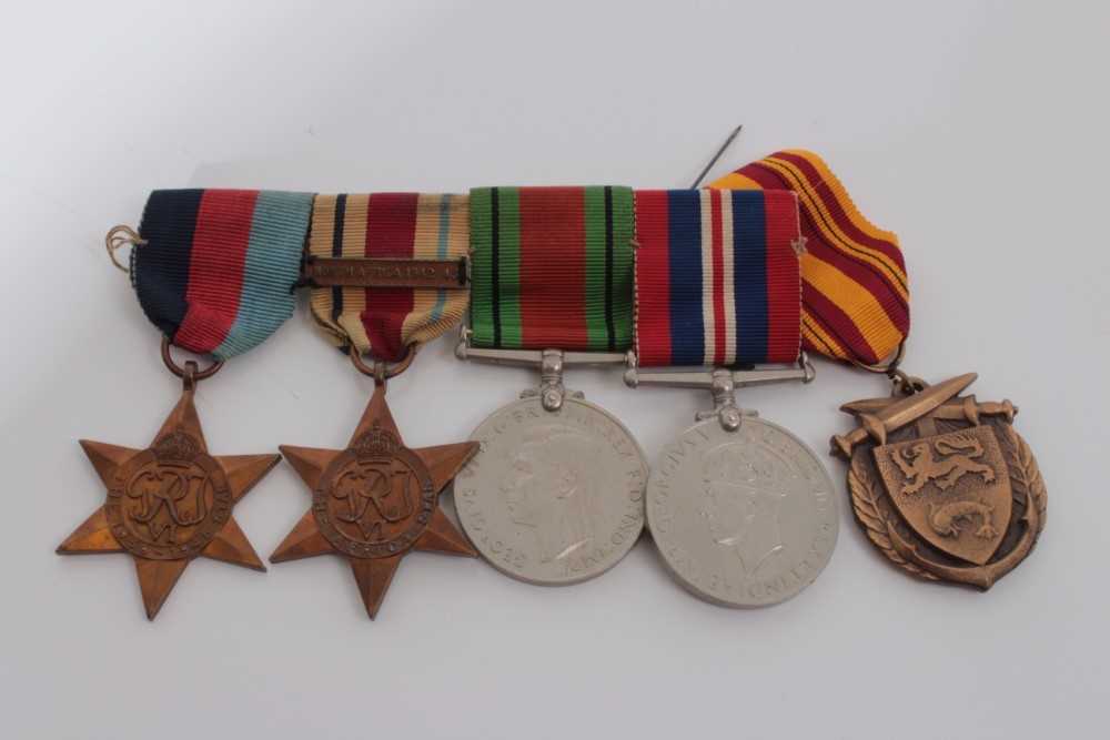 Lot 228 - Second World War medal group comprising 1939 - 1945 Star, Africa Star with North Africa 1942 - 43 clasp, Defence and War medals (mounted on bar) together with a Dunkirk Commorative medal (5 Medals)