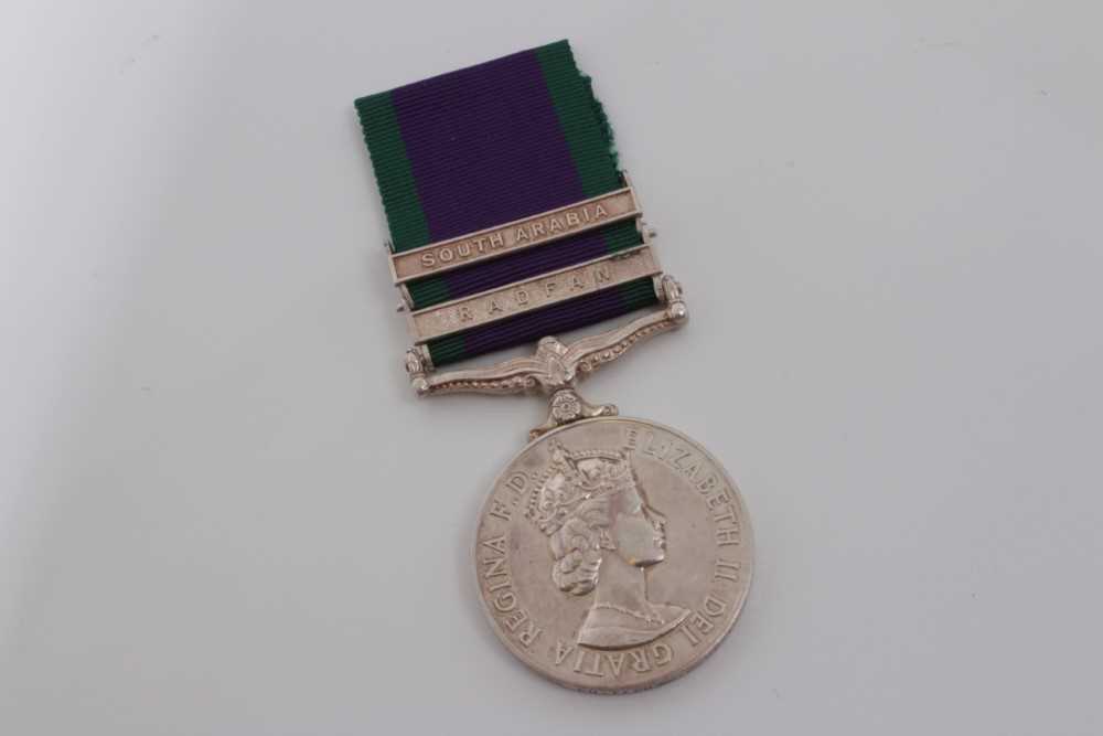 Lot 244 - Elizabeth II Post 1962 type General Service medal with two clasps- Radfan and South Arabia named to R 0586948 CH. Tech. D.J. Upstone. R.A.F.
