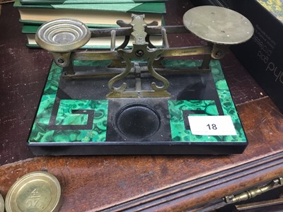 Lot 18 - Early 20th century malachite and slate postal scales