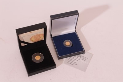 Lot 500 - World - Gold coins to include Isle of Man 1/10oz gold Angel 2014 (N.B. weight 3.11gms of 24ct gold) of Tristan Da Cunha, Throne of Henry VIII one crown coin piedfort 2009 (N.B. weight 5gms of 22ct...