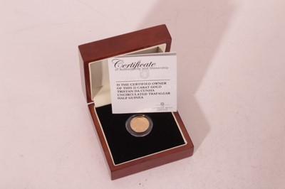 Lot 502 - Tristan Da Cunha - The London Mint Office 22ct gold Trafalgar half guinea 2008 (weight 4.2gms) cased with Certificate of Authenticity (1 coin)
